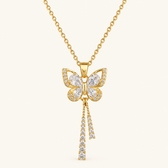 Women's Butterfly Necklace with Hanging Stone Features