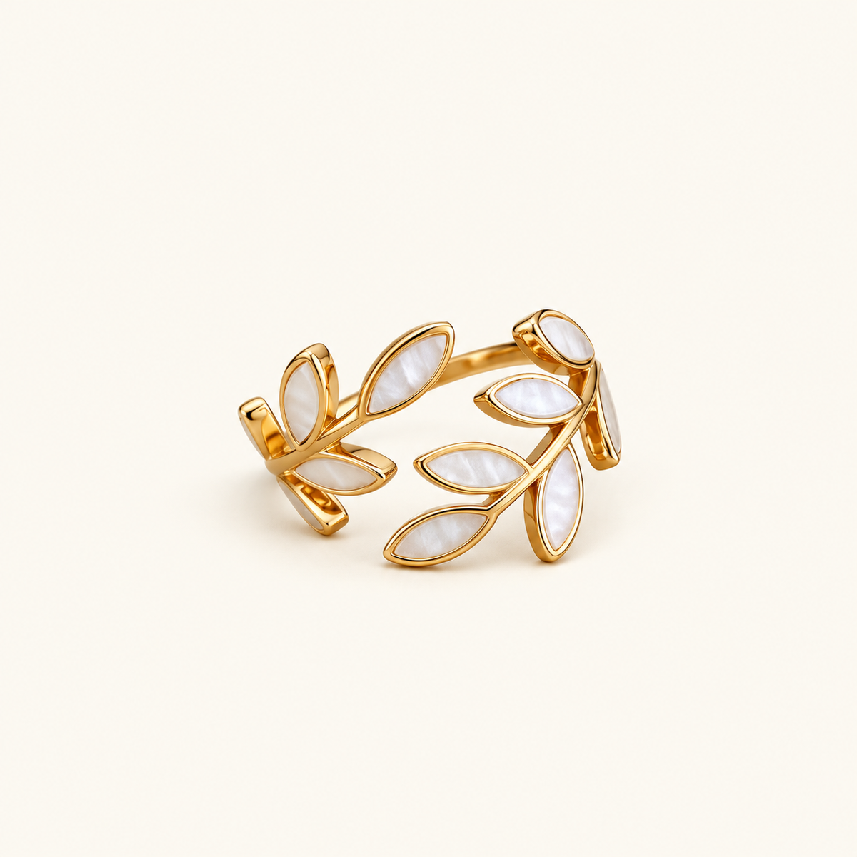 Women's Adjustable Leaf Ring with Decorative Gemstone