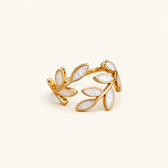 Women's Adjustable Leaf Ring with Decorative Gemstone