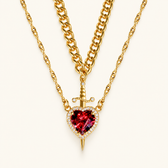 Women's 2-piece Partner Necklace Set featuring Heart and Sword Pendant