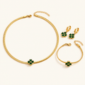 Women's 3-Piece Four Leaf Clover Jewelry Set with Necklace, Bracelet and Earrings