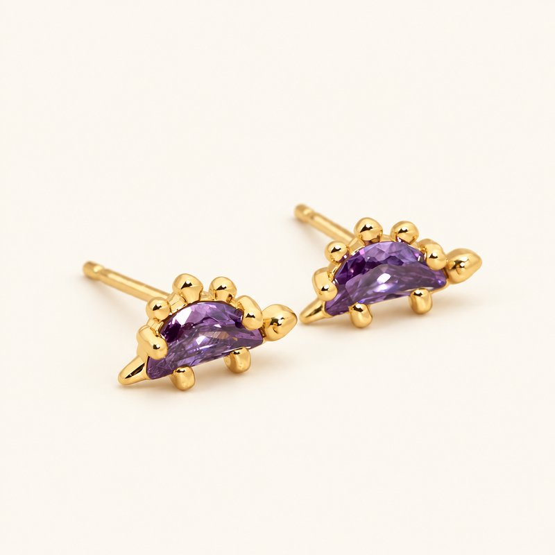 Women's Dino Earrings in Pair Featuring Dinosaur Design and Decorative Stone Details