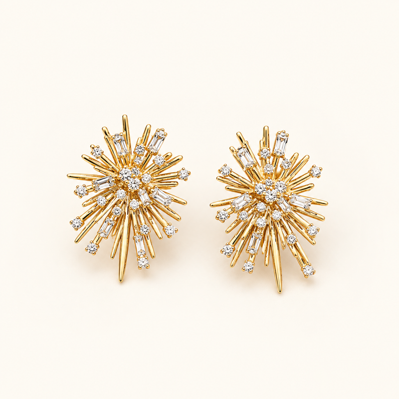Women's Firework Earrings with Ray-Inspired Design