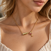 Women's Necklace with Wine Bottle Pendant and Heart Detail