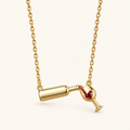 Women's Necklace with Wine Bottle Pendant and Heart Detail