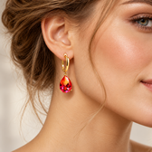 Women's Hanging Earrings with Dual-Colored Stone Setting