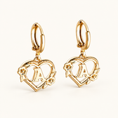 Women's Heart Hoops Featuring Initial and Floral Accents