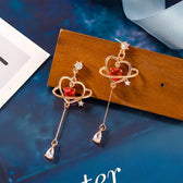Women's Heart Earrings with Delicate Chain Design