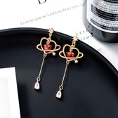 Women's Heart Earrings with Delicate Chain Design