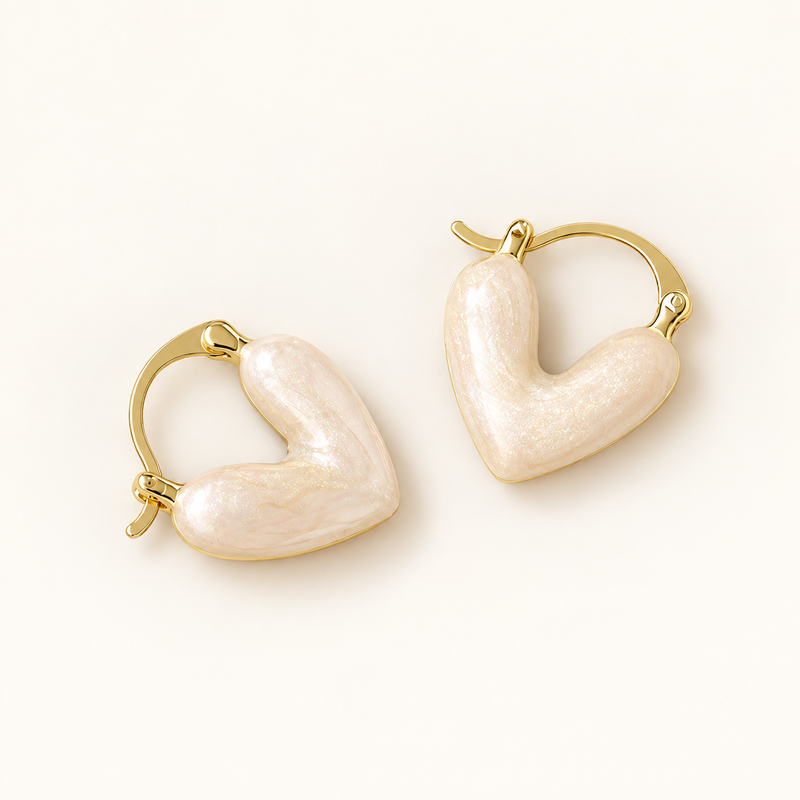 Women's Heart Earrings with Sleek Finish