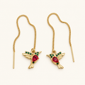 Women's Hummingbird Earrings with Hanging Bird Motif - Pair