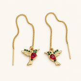 Women's Hummingbird Earrings with Hanging Bird Motif - Pair