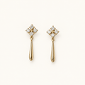 Women’s Cross Stud Earrings with Hanging Bar Design - Pair
