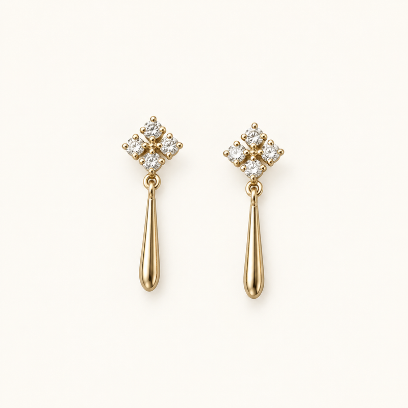 Women’s Cross Stud Earrings with Hanging Bar Design - Pair