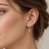 Women’s Cross Stud Earrings with Hanging Bar Design - Pair