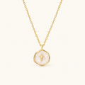 Women's Medallion Pendant Chain featuring Cross Accent and Textured Surface