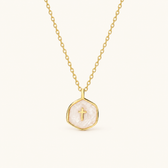 Women's Medallion Pendant Chain featuring Cross Accent and Textured Surface