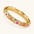 Open Flower Bracelet for Women with Enamel Details and Stone Accents