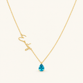 Women’s Custom Name Necklace with Teardrop Stone