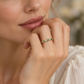 Women's Ring with Inlaid Decorative Stone Accents
