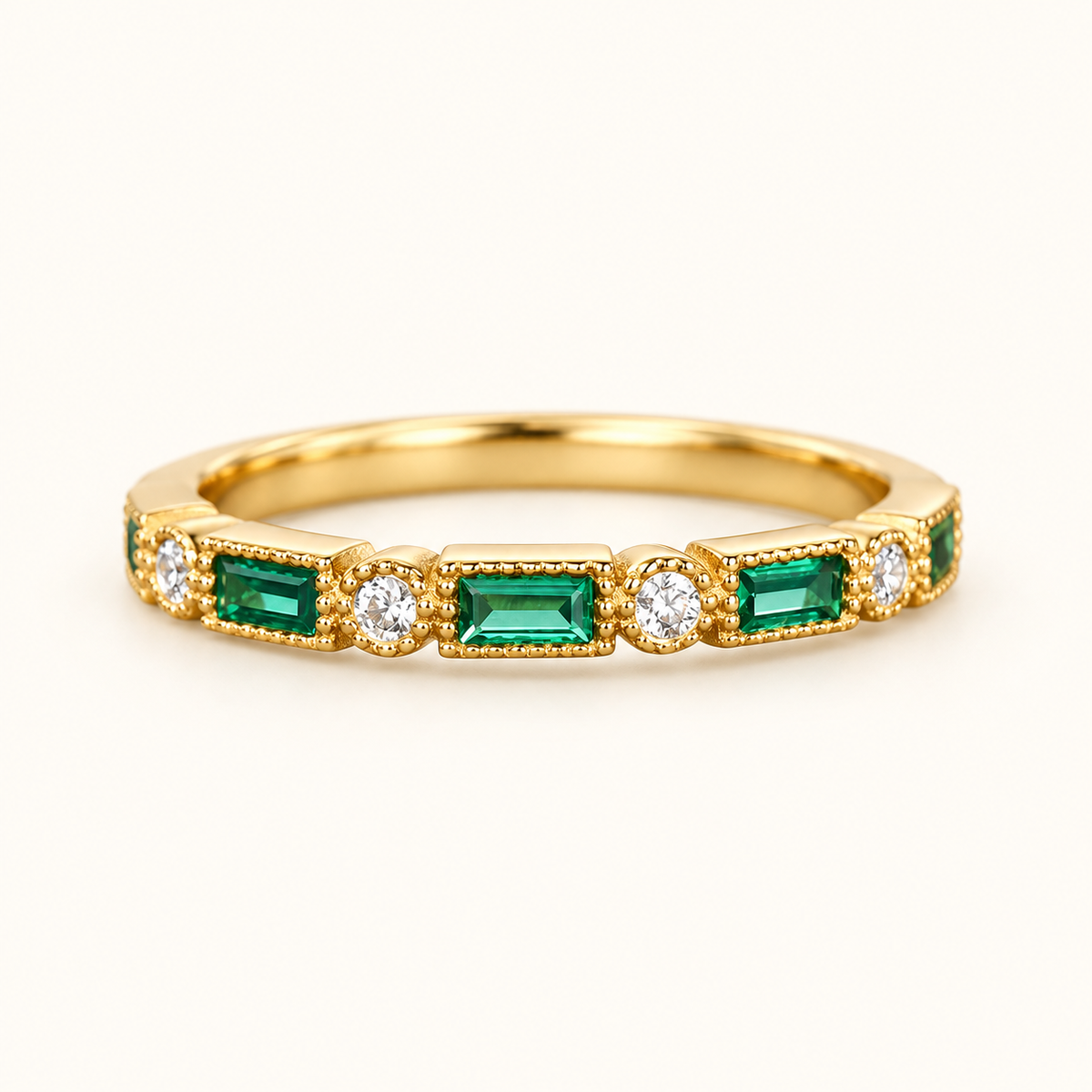 Women's Ring with Inlaid Decorative Stone Accents