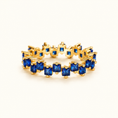 Women's Ring with Scattered Square Stone Accents and Offset Design