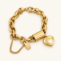 Women's Statement Chain Bracelet Featuring Heart Charms and Multi-Layered Chain Details