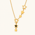 Women's Star Necklace with Various Charms and Asymmetrical Star Design