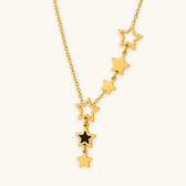 Women's Star Necklace with Various Charms and Asymmetrical Star Design