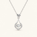 Women's Drop Necklace with Heart Accent and Floating Stone