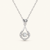 Women's Drop Necklace with Heart Accent and Floating Stone