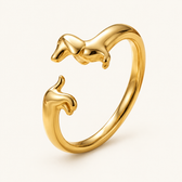Women Adjustable Open Ring Featuring Dachshund Motif