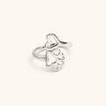 Women Adjustable Open Ring featuring Heart and Paw Motif