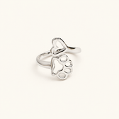Women Adjustable Open Ring featuring Heart and Paw Motif