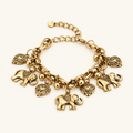 Women's Vintage Anklet Featuring Elephants and Heart Charms