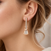 Women's Layered Earrings with Vertical Design and Decorative Stone Accents