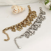 Women's Vintage Anklet Featuring Elephants and Heart Charms