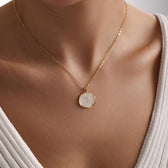 Women's Medallion Pendant Chain featuring Cross Accent and Textured Surface