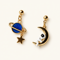 Earrings for Women with Astronaut and Planet Design - Pair