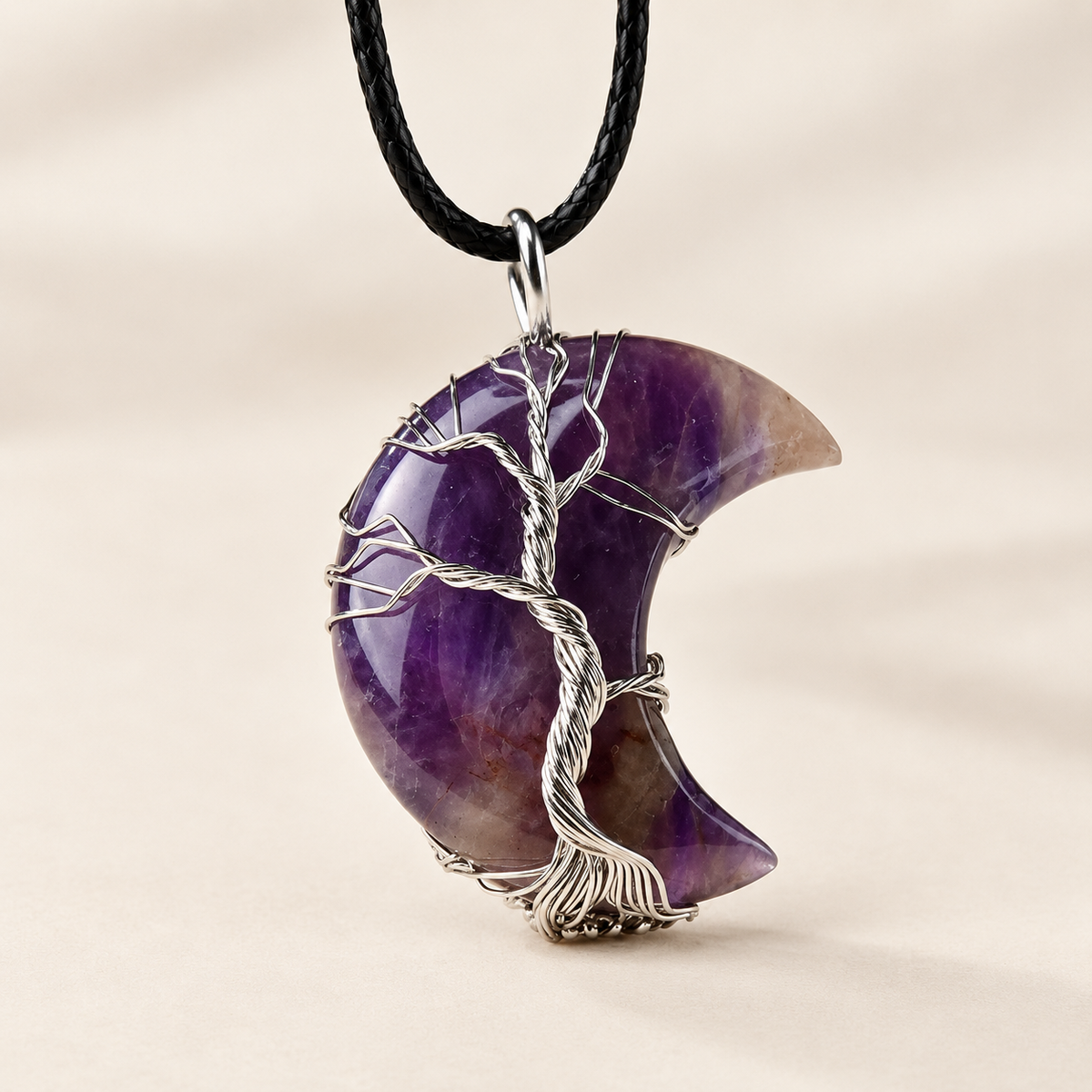 Ladies Necklace with Tree of Life and Moon Pendant