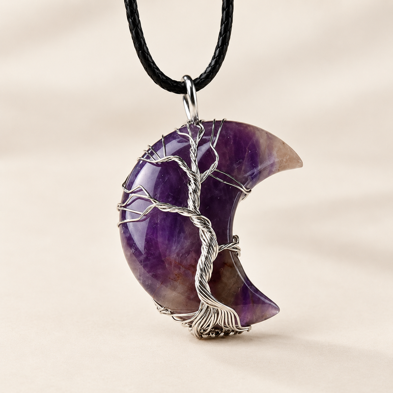 Ladies Necklace with Tree of Life and Moon Pendant