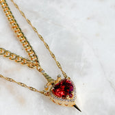Women's 2-piece Partner Necklace Set featuring Heart and Sword Pendant