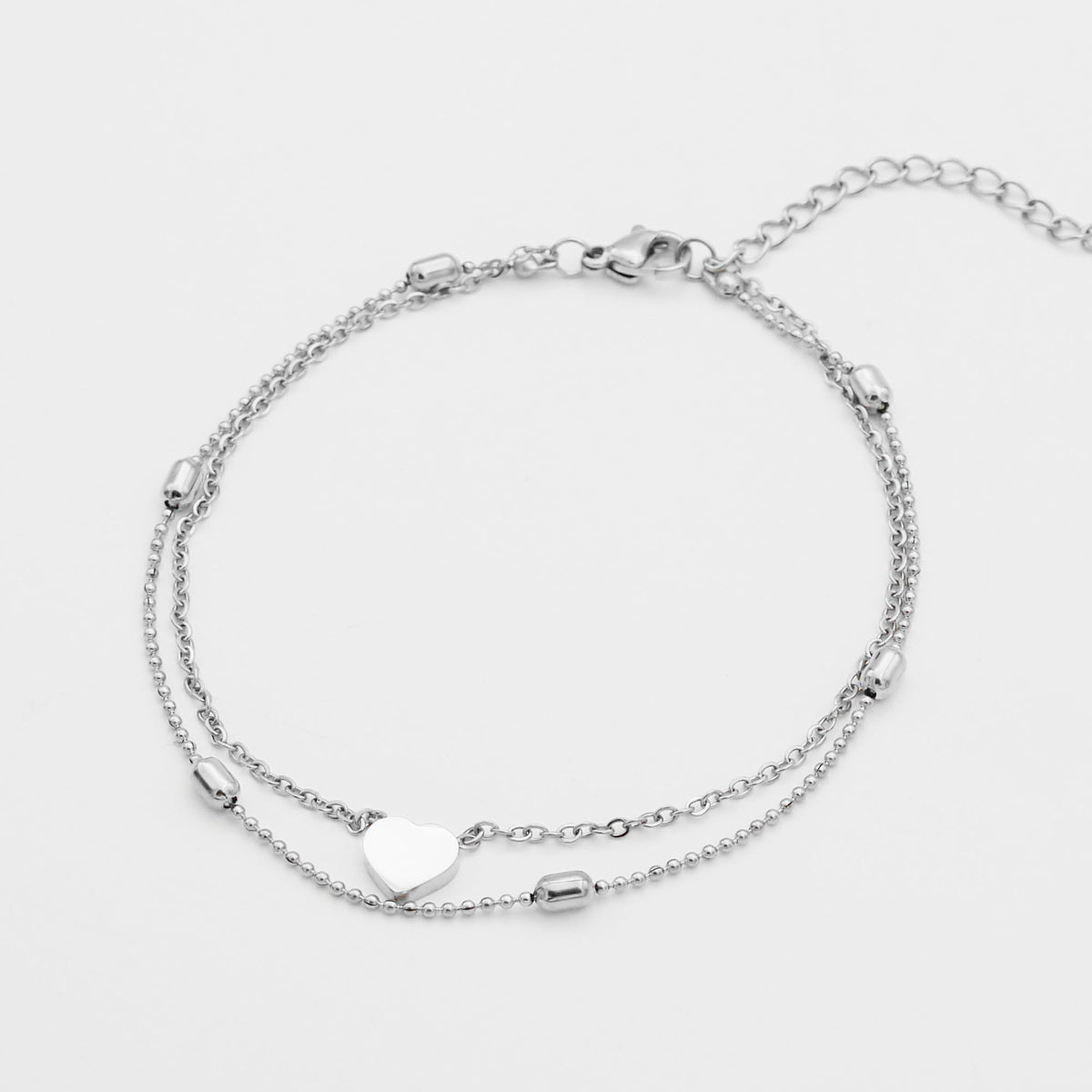Raisa – Double chain anklet with hearts