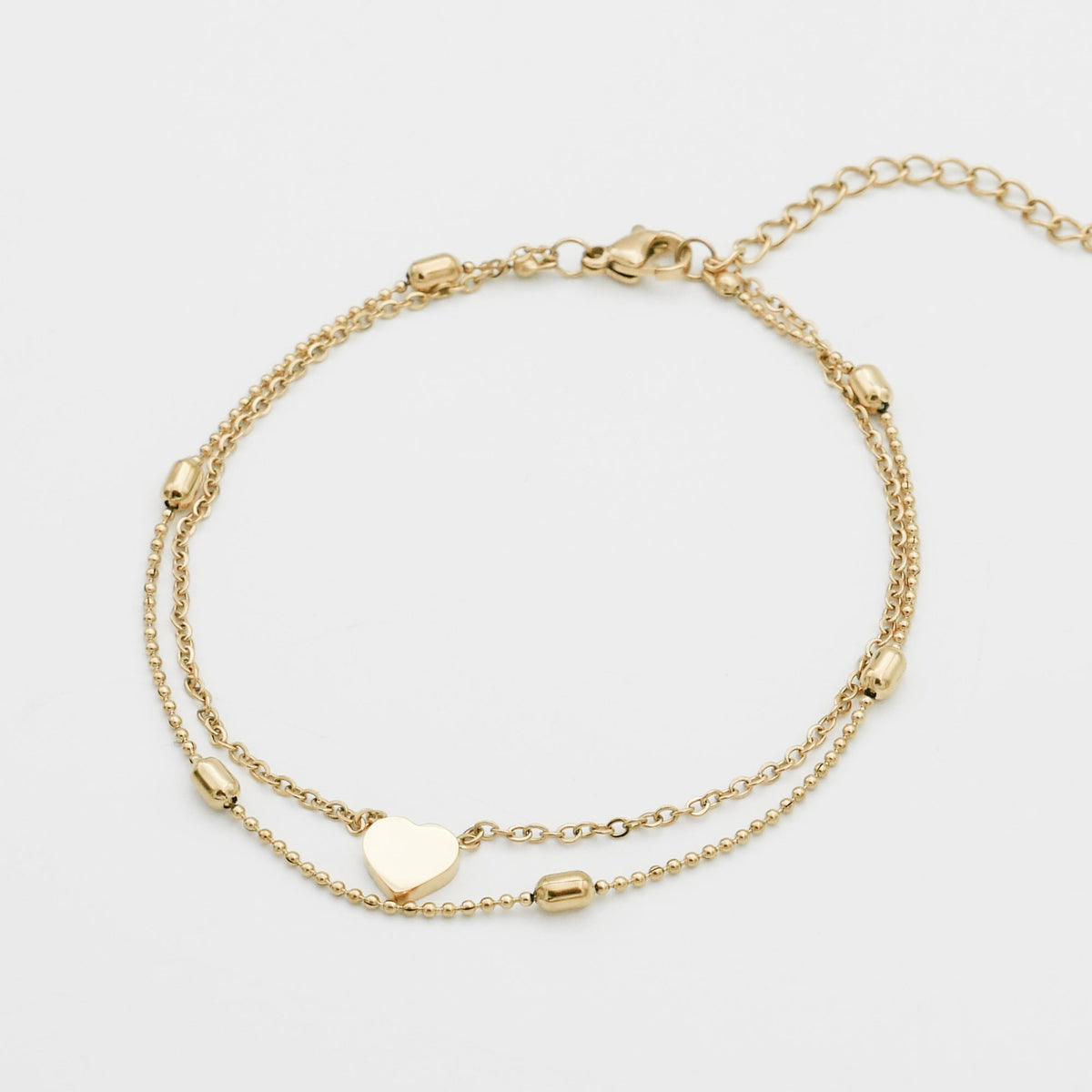 Raisa – Double chain anklet with hearts