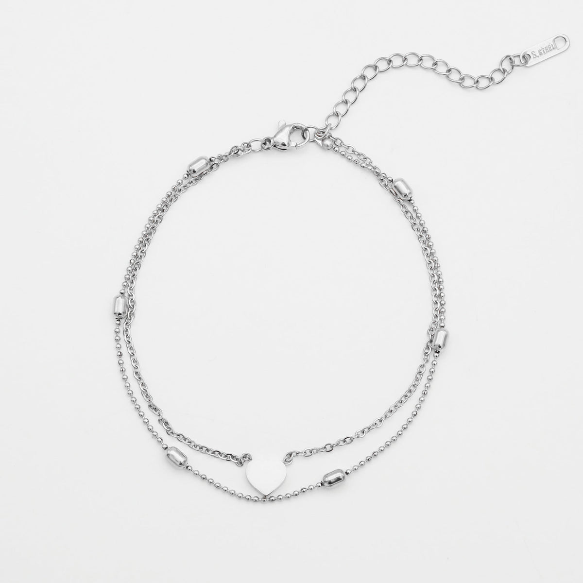 Raisa – Double chain anklet with hearts