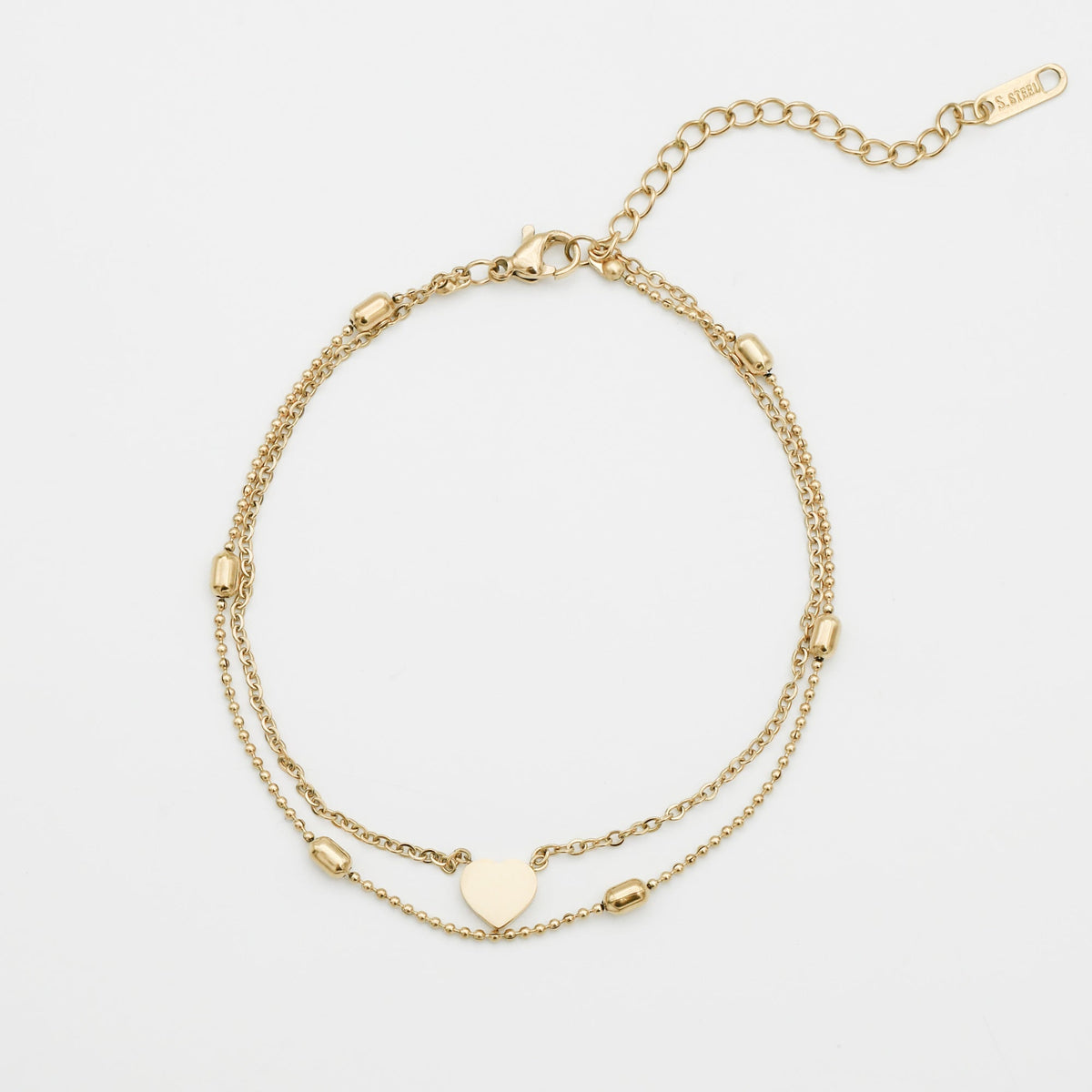 Raisa – Double chain anklet with hearts