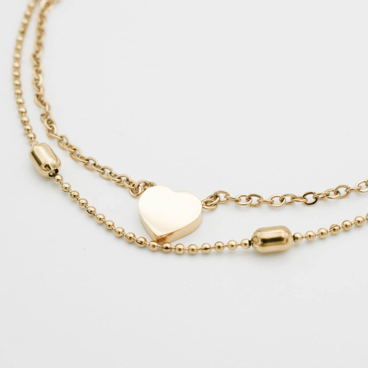 Raisa – Double chain anklet with hearts