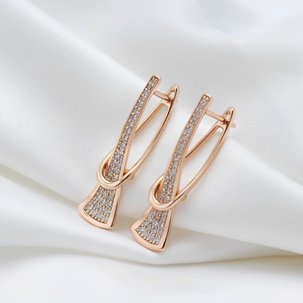 Women's Layered Earrings with Vertical Design and Decorative Stone Accents
