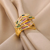Women's Adjustable Statement Ring with Geometric Claw Design