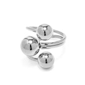 Women's Adjustable Open Ring with Three-Ball Design and Multi-Band Structure